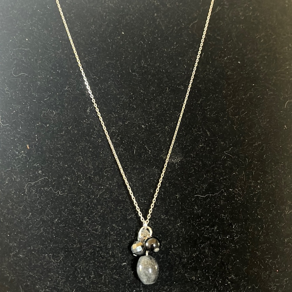 NWOT Sterling silver, 925 chain from Italy with stone cluster pendant - Picture 2 of 7